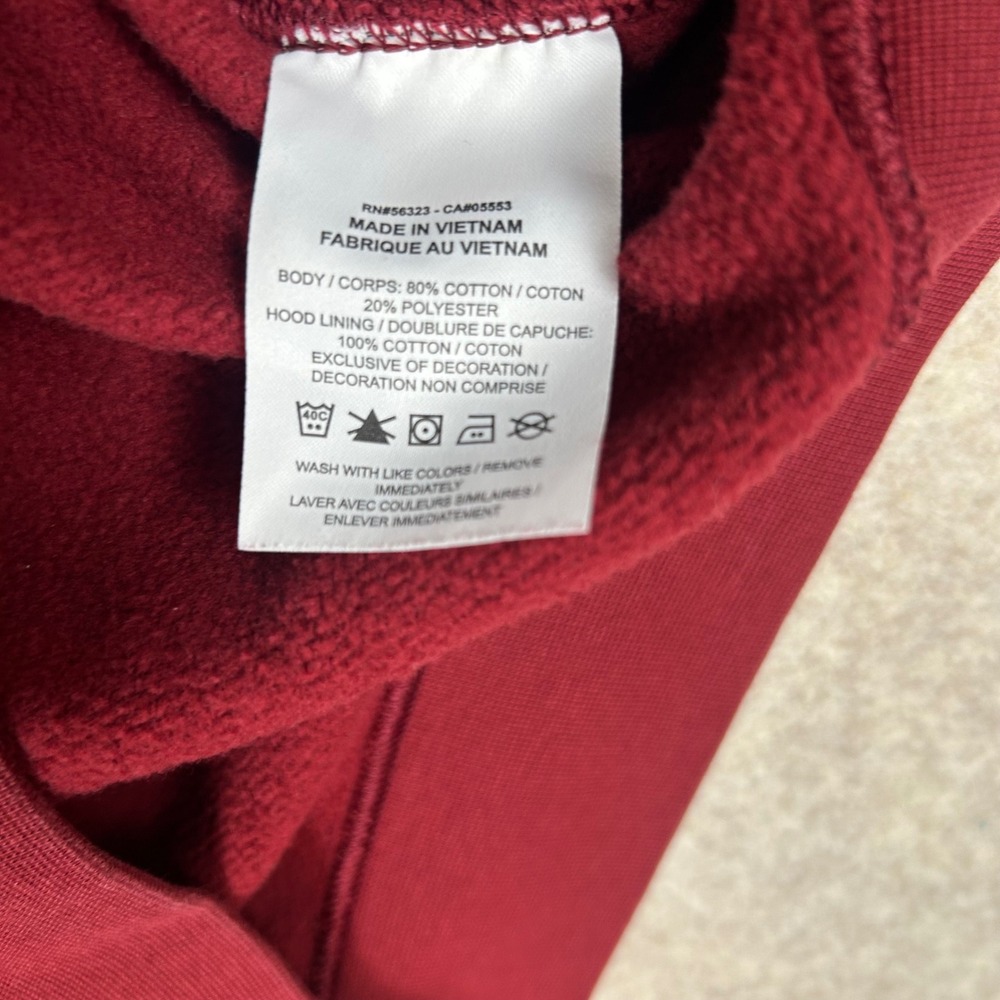 Nike Hoodie Mens Small Burgundy Rose Swoosh Embroidered Fleece Pullover 1036 - Picture 6 of 8